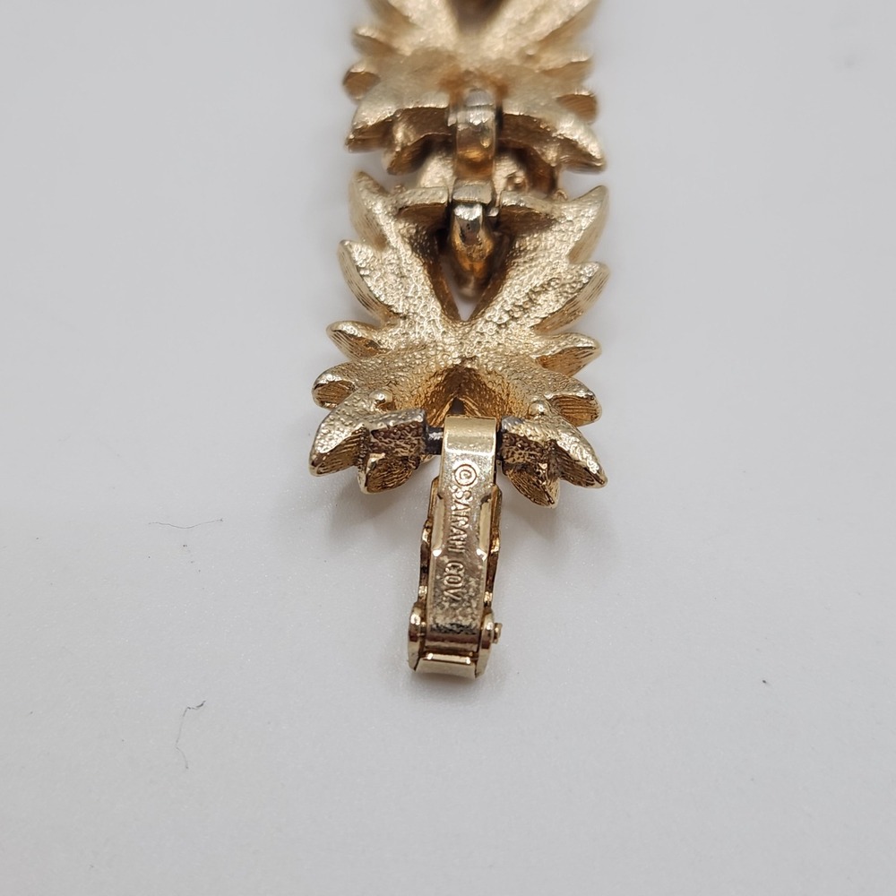Vintage Floral Leaf Textured Link Bracelet Sarah Coventry Elegant Collectible - Picture 5 of 8